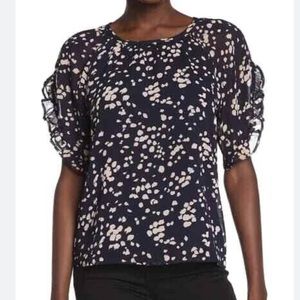 NWT Madewell Print Ruffle Sleeve Blouse Size XS